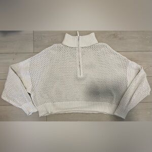 Aerie Oversized Cropped Crochet Sweater